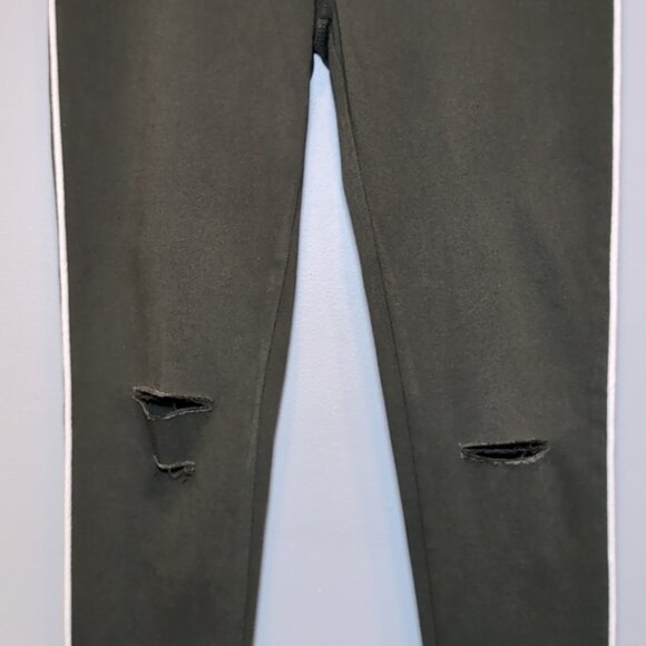 3/$20 NEW Ava Skinny Jeggings Army Olive Piped Trim High Rise Ankle Ripped Jeans - Picture 3 of 11